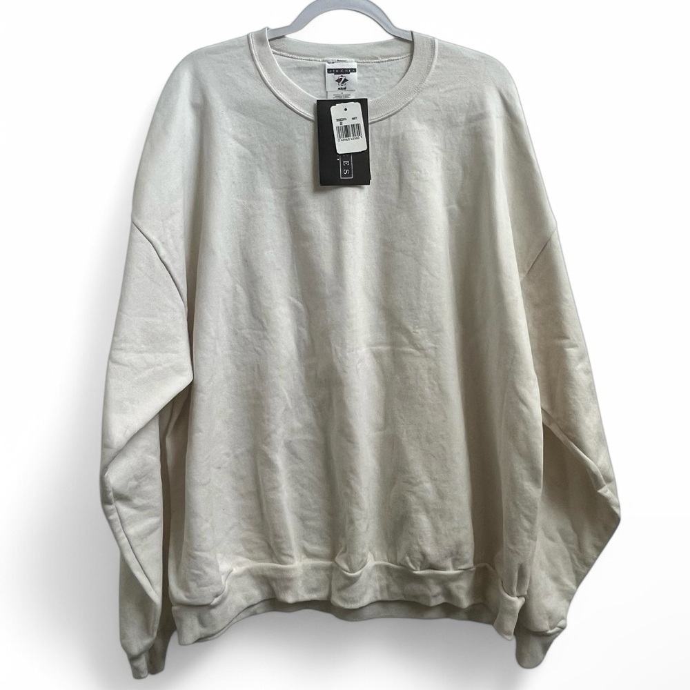 NWT Vintage Jerzees Deadstock Pullover Crewneck Cream Sweater Men's Size 2XLarge